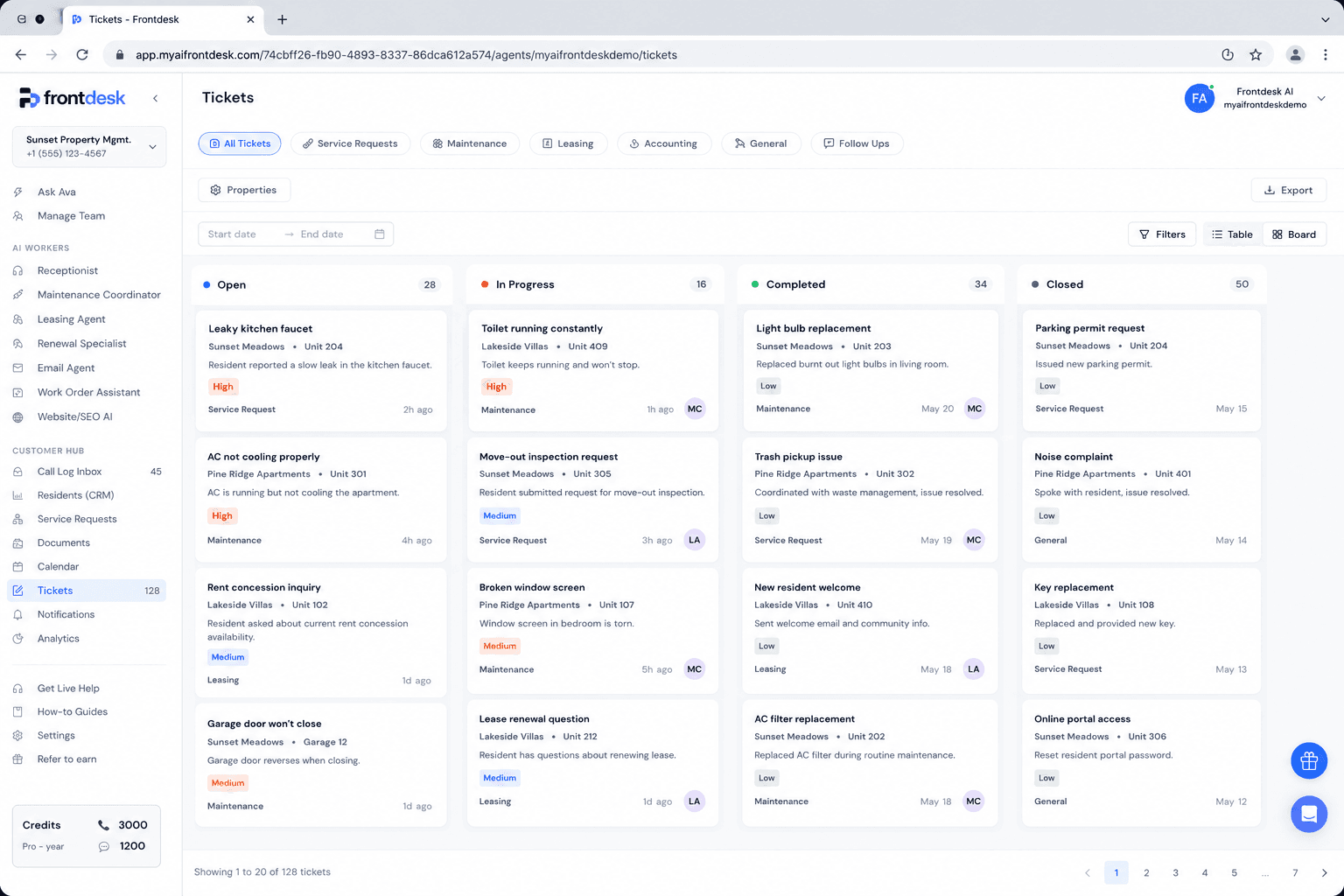 Bevado smart tickets dashboard with prioritized customer issues